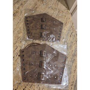 New! 2 Viking or Renaissance brown faux leather arm guards cosplay adult costume